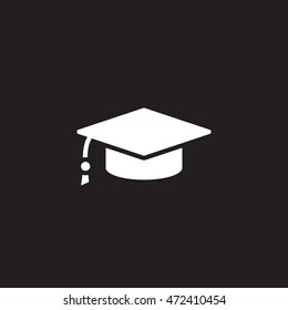 graduation cap icon vector, solid logo illustration, pictogram isolated on black