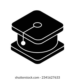 Icono de tapón de graduación, ilustración de material vectorial.
