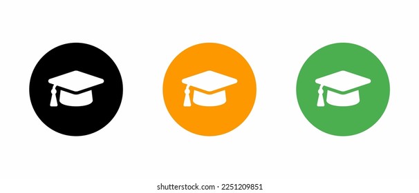 Graduation cap icon vector template illustration set. Stock vector.