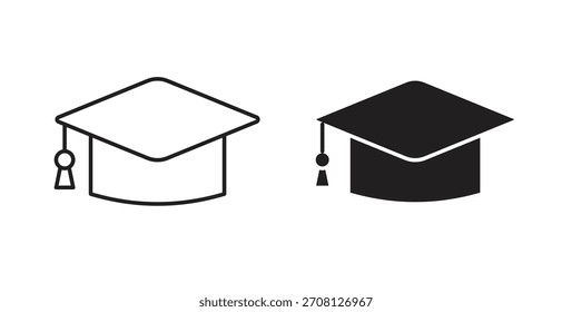 Graduation cap icon for websites and mobile minimalistic flat design.