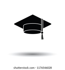 Graduation cap icon. White background with shadow design. Vector illustration.
