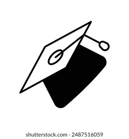 graduation cap icon with white background vector stock illustration