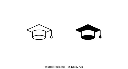 Graduierungskappe Symbol mit weißem Hintergrund, Vektorgrafik