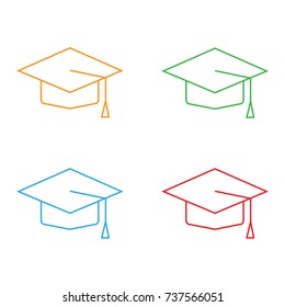 Graduation cap icon white isolated. Vector illustration
