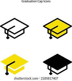 Graduation cap icons design illustration. Graduation cap icon isolated on white background from graduation and education collection. Trendy and modern graduation cap symbol for icon, logo, web, app,