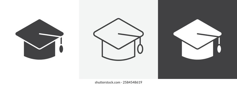 Graduation cap icons graphics pack vectors.