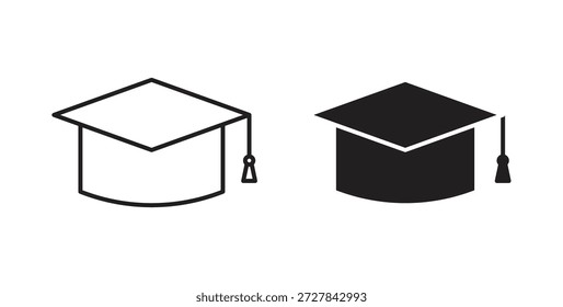 Graduation cap icons. Outline icons vector collection. flat illustrations