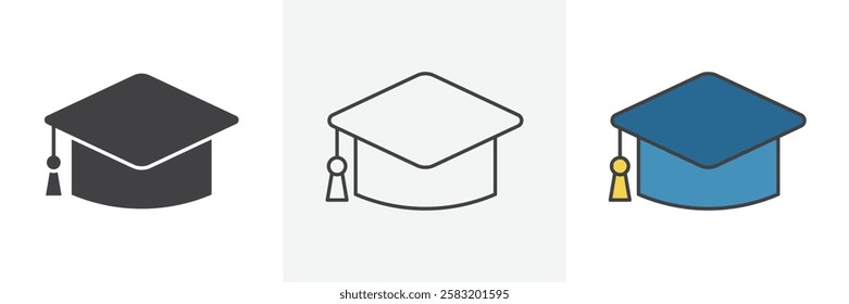 Graduation cap icons pack for website designs