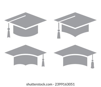 graduation cap icons, set of graduation	