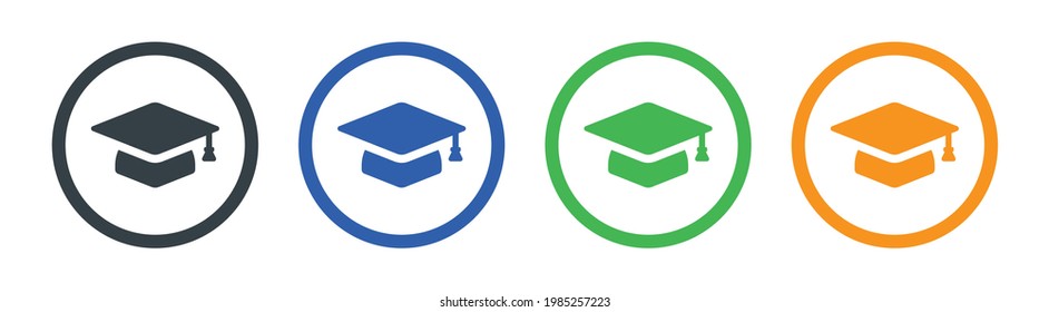 Graduation cap icons set isolated on white. Education concept