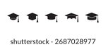 Graduation cap icons set. Graduation cap icons on white background. Academy of Education School of Learning. Congratulations graduation.