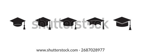 Graduation cap icons set. Graduation cap icons on white background. Academy of Education School of Learning. Congratulations graduation.