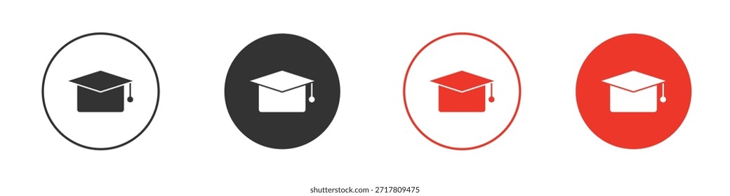 Graduation cap icons simple flat silhouette vector illustration