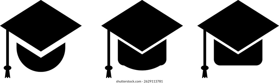 Graduation Cap Icons. Student hat with academic degree. university graduation ceremony concept.  success achievement education