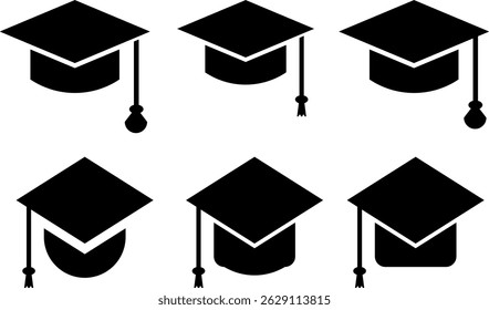 Graduation Cap Icons. Student hat with academic degree. university graduation ceremony concept.  success achievement education