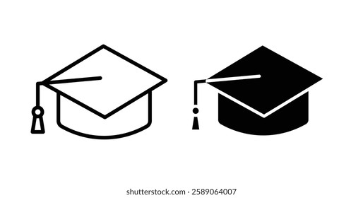 Graduation cap icons thin line illustrations designs