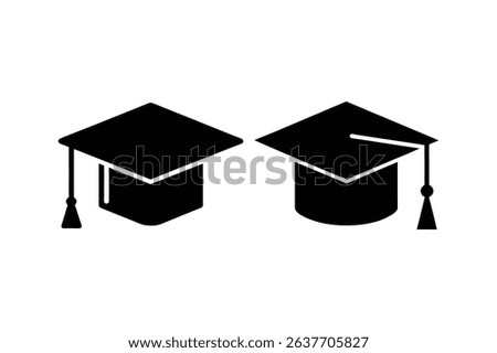 Graduation Cap Icons Two Vector Illustrations of Academic Caps for Graduation Ceremony Designs, Websites, and Educational Projects
