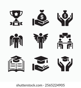 graduation and graduation cap icons for web and design vector.