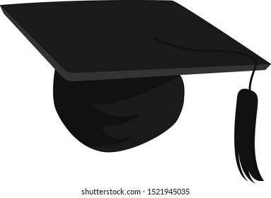 Graduation cap, illustration, vector on white background.