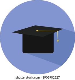 Graduation cap, illustration, vector on a white background.