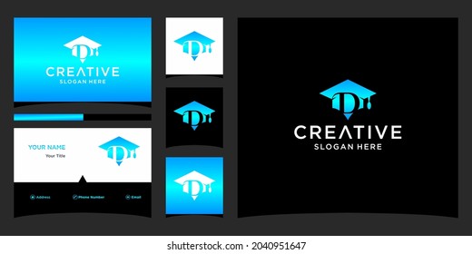 graduation cap initial logo design