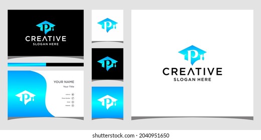 graduation cap initial logo design