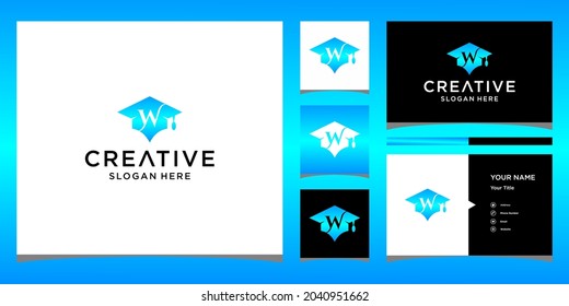 graduation cap initial logo design