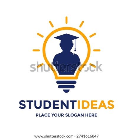 Graduation cap inside a glowing lightbulb for student ideas, smart education, and creative learning.