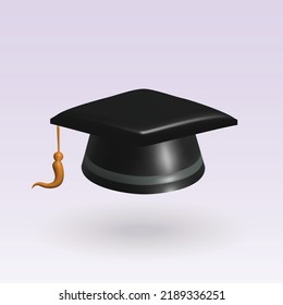 Graduation cap isolated 3d vector icon.