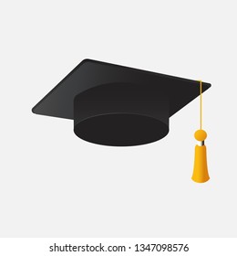 Graduation cap isolated on a white background. Education concept. Concept icon in flat graphic design style. Vector illustration can be used for topics like university, graduation, studying. 