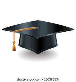 Graduation Cap Isolated On White Photorealistic Stock Vector (Royalty ...