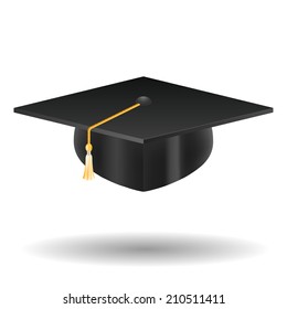 Graduation Cap, Isolated On White