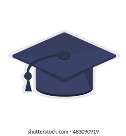Graduation Cap isolated on white background. Student hat. Vector illustration.