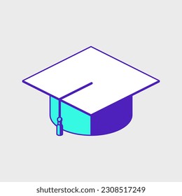 Graduation cap isometric vector illustration