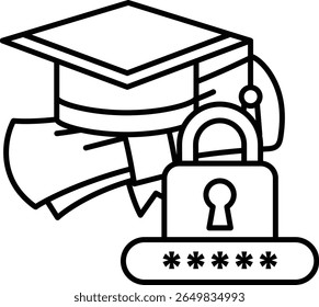 Um teto de graduação e uma chave são mostrados próximos um do outro. A chave está no lado direito da tampa