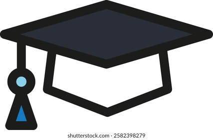 A graduation cap, also known as a mortarboard, is a square, flat cap worn by graduates during commencement ceremonies, symbolizing academic achievement and success. It is often adorned with a tassel.