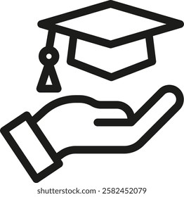 A graduation cap, also known as a mortarboard, is a square, flat hat with a tassel worn during academic ceremonies, symbolizing achievement and academic success, traditionally part of graduation atti