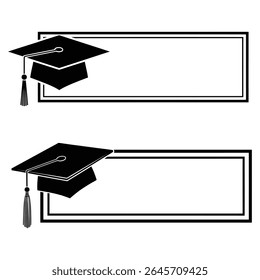 Graduation Cap Label Frames - Academic Mortarboard with Rectangular Borders