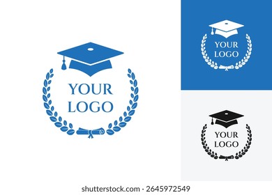 Graduation Cap and Laurel Wreath Logo
