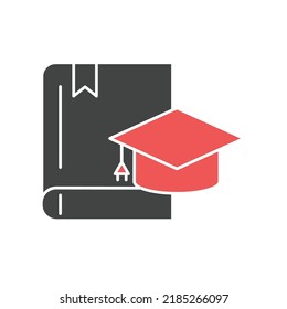 Graduation cap laying on book icons  symbol vector elements for infographic web
