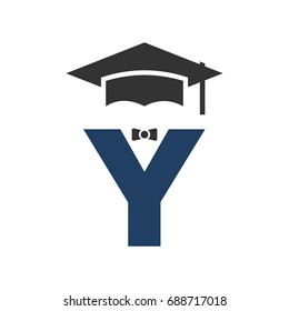 graduation cap. letter Y vector logo.