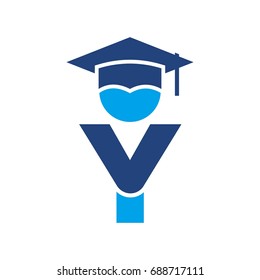 graduation cap. letter Y vector logo.