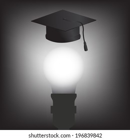 graduation cap and light bulb