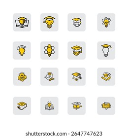 Vector de concepto de futuro brillante de la bombilla de la tapa de graduación. Tarifas de matrícula en forma fija. Fondo de Educación para la universidad, ahorro para Tarifas escolares o universitarias, Tarifas de cualificación profesional.