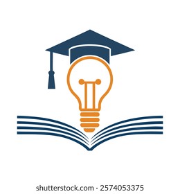 Graduation Cap with Light Bulb Vector.