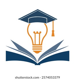Graduation Cap with Light Bulb Vector.