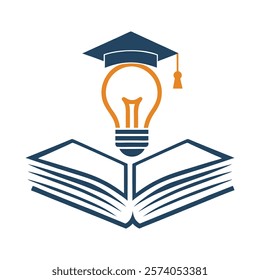 Graduation Cap with Light Bulb Vector.