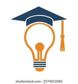 Graduation Cap with Light Bulb Vector.
