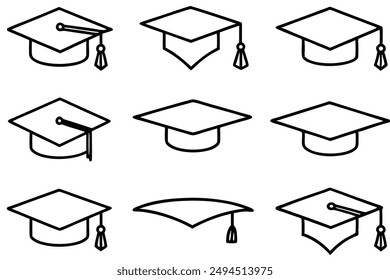 Graduation cap line art beautiful academic illustration