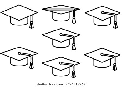 Graduation cap line art illustration academic achievement sketch
